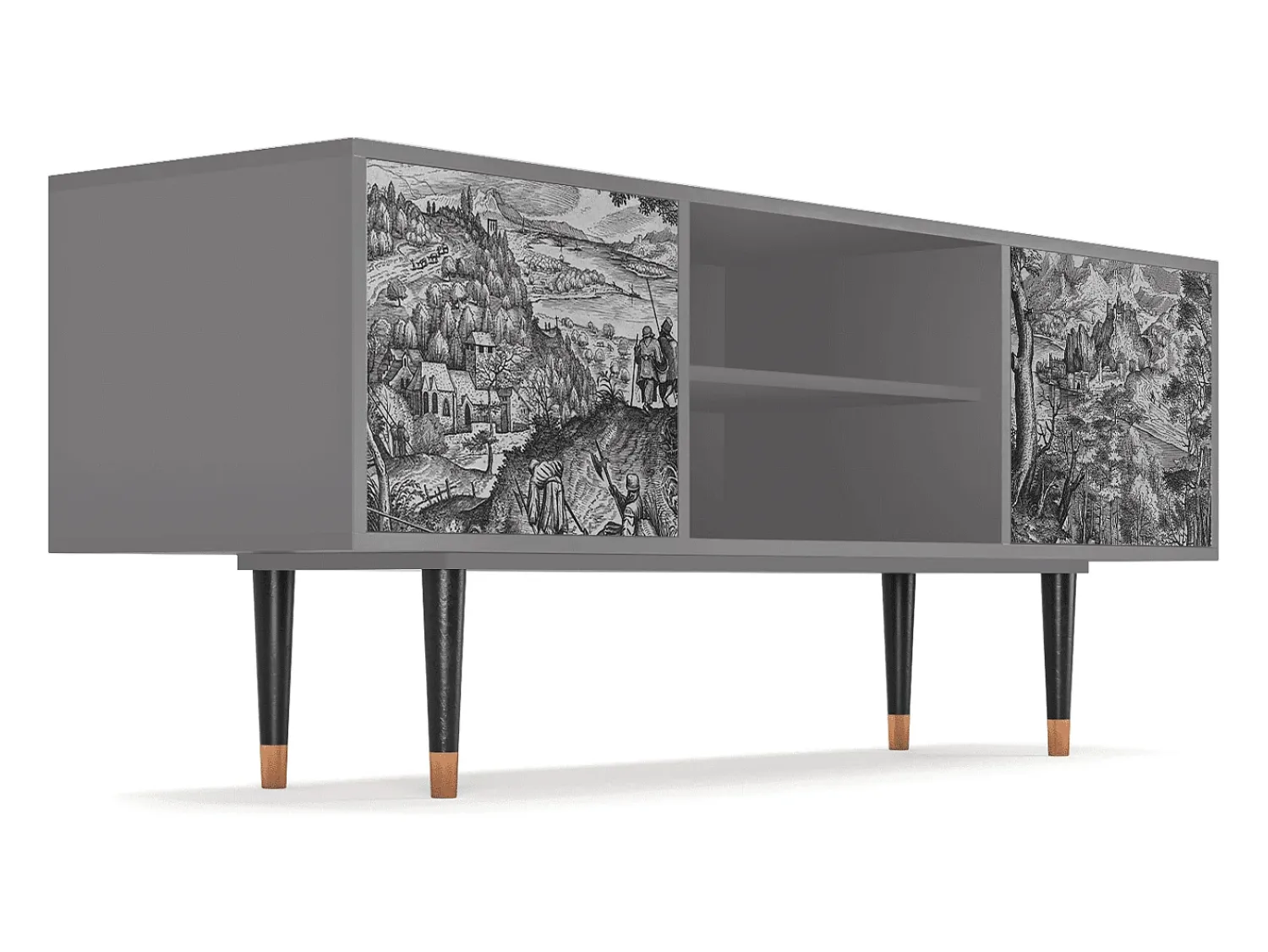 Outlet Mueble de TV - 170х69х48 cm - T2 - Milites Requiescentes, Cinza Cinzento