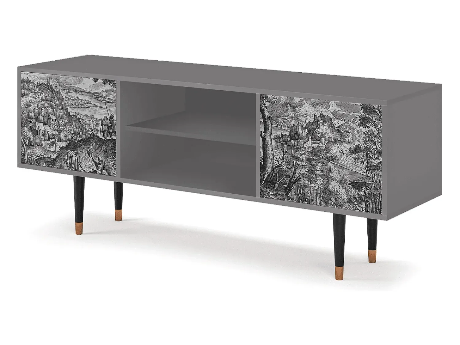 Outlet Mueble de TV - 170х69х48 cm - T2 - Milites Requiescentes, Cinza Cinzento