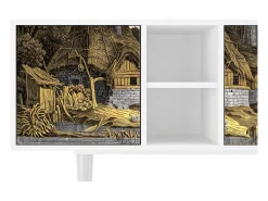 Mueble de TV - 150х69х41 cm - T5 - Mill along a River, Branco^ Móvel De Tv