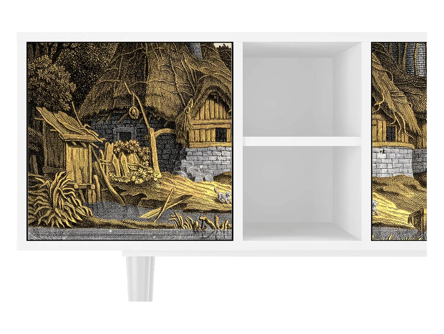 Mueble de TV - 150х69х41 cm - T5 - Mill along a River, Branco^ Móvel De Tv