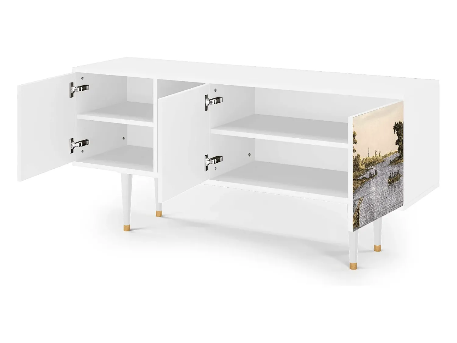 Mueble de TV - 150х69х41 cm - T5 - Mill along a River, Branco^ Móvel De Tv