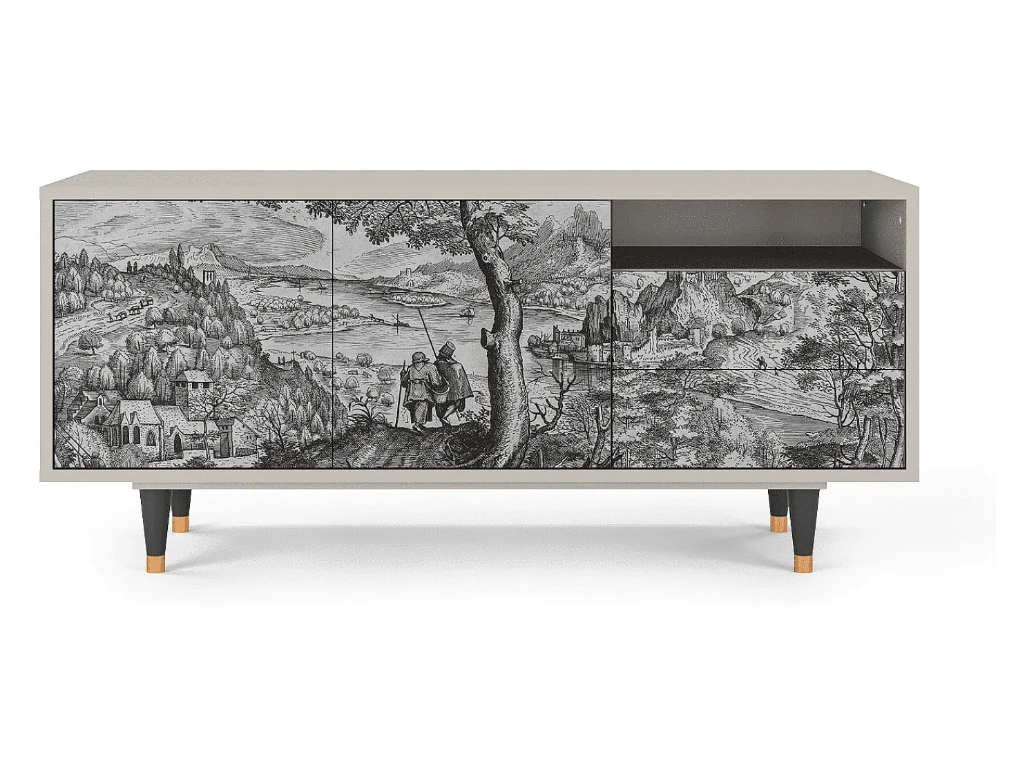 Móvel De Tv| Mueble de TV - 125х56х41 cm - T7 - Milites Requiescentes, Areia Bege