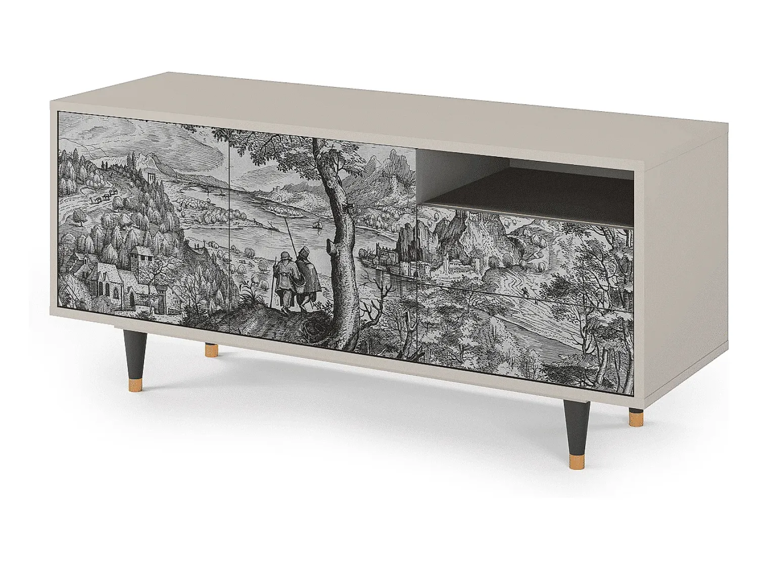 Móvel De Tv| Mueble de TV - 125х56х41 cm - T7 - Milites Requiescentes, Areia Bege