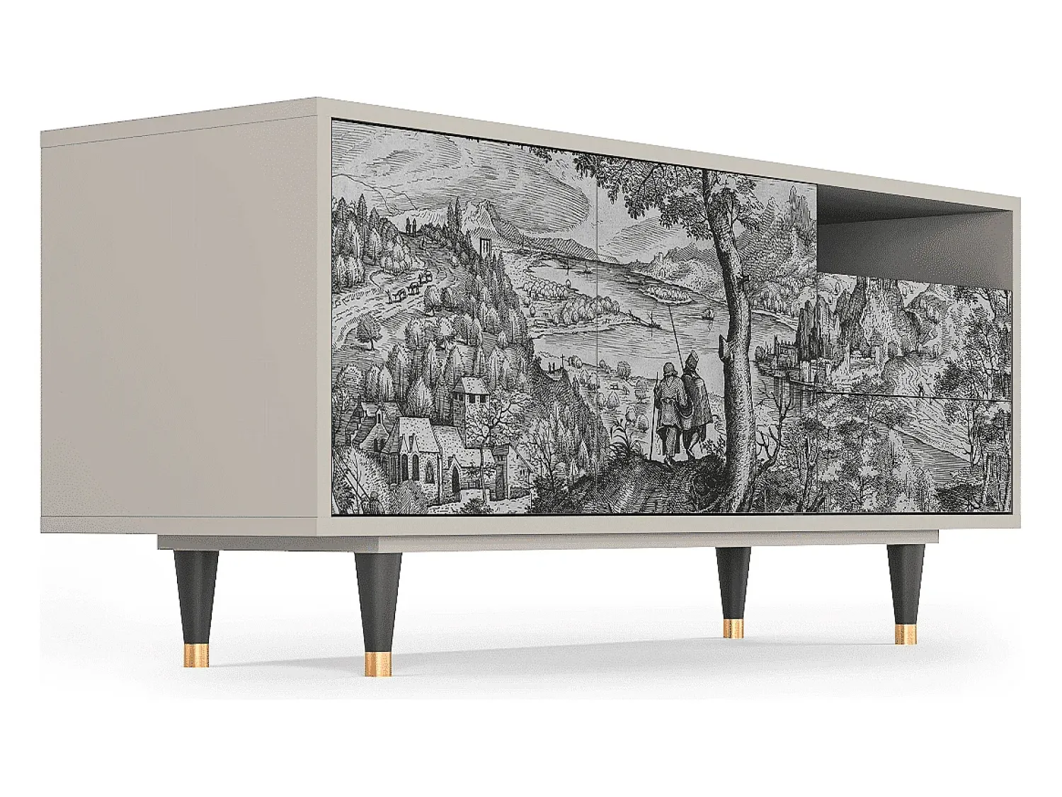 Móvel De Tv| Mueble de TV - 125х56х41 cm - T7 - Milites Requiescentes, Areia Bege