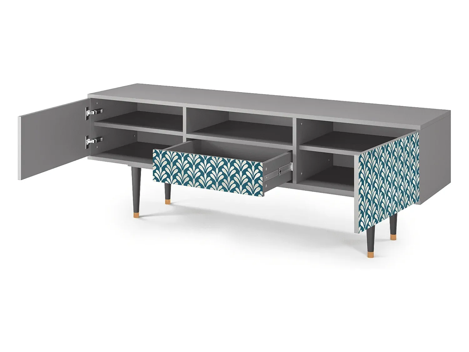 Discount Mueble de TV - 170х59х41 cm - T6 - Milky Tears, Cinza Cinzento