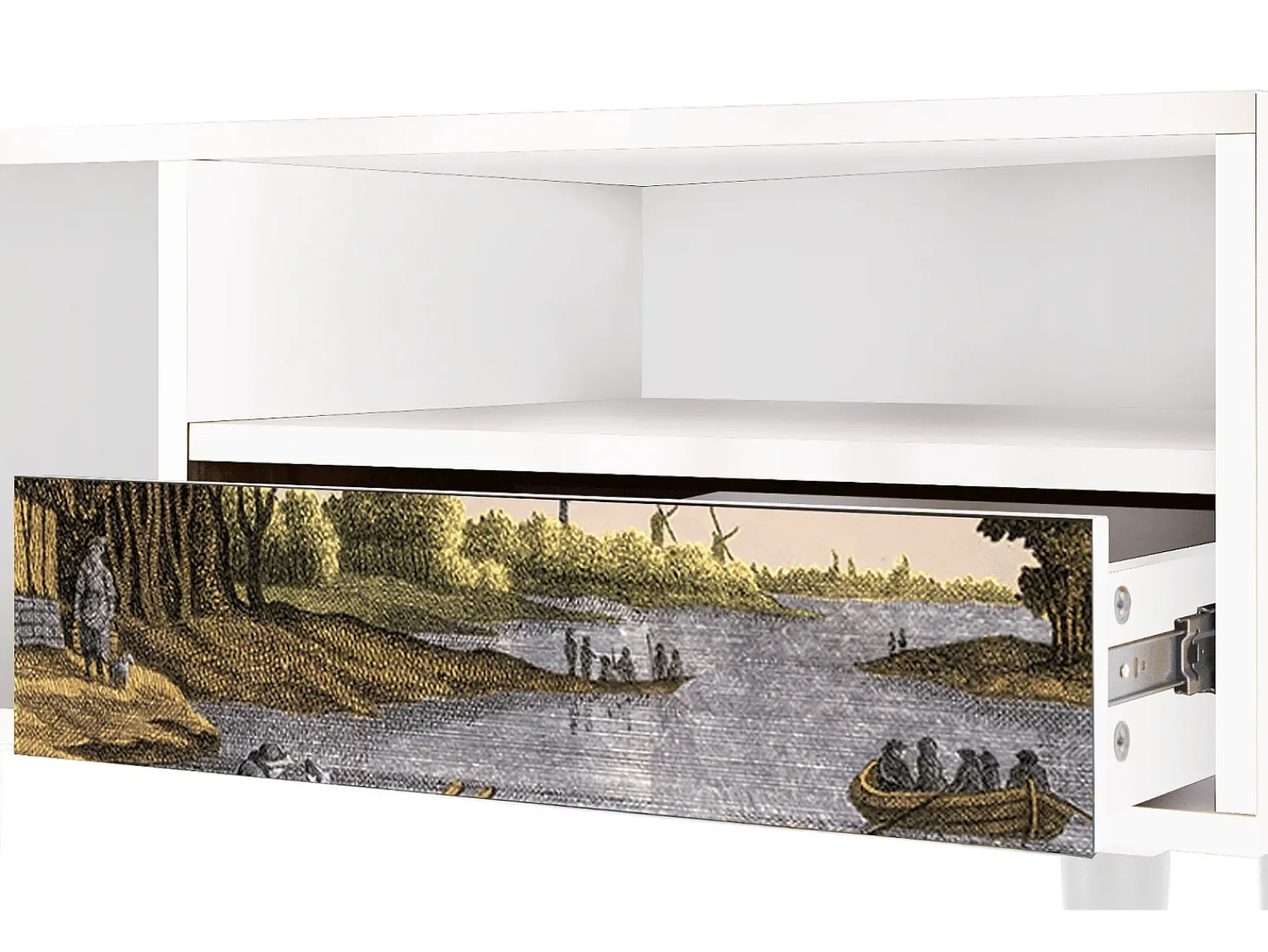 Móvel De Tv| Mueble de TV - 115х59х48 cm - T3 - Mill along a River, Branco Bege