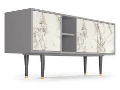 Sale Mueble de TV - 150х69х41 cm - T5 - Milk Marble, Cinza Cinzento