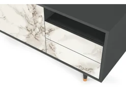 Mueble de TV - 125х56х41 cm - T7 - Milk Marble, Antracite^ Móvel De Tv