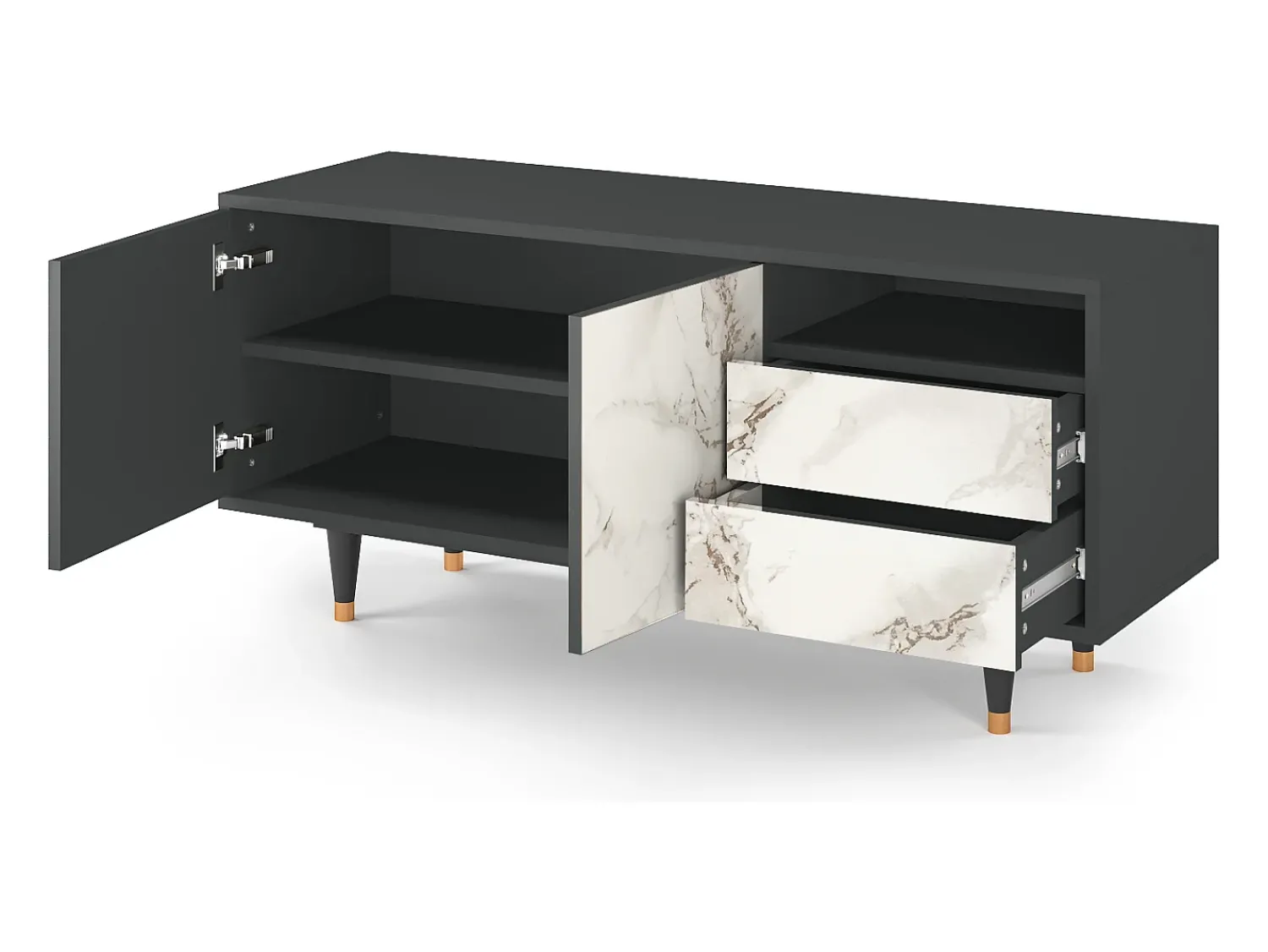 Mueble de TV - 125х56х41 cm - T7 - Milk Marble, Antracite^ Móvel De Tv