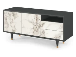 Mueble de TV - 125х56х41 cm - T7 - Milk Marble, Antracite^ Móvel De Tv