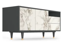Mueble de TV - 125х56х41 cm - T7 - Milk Marble, Antracite^ Móvel De Tv
