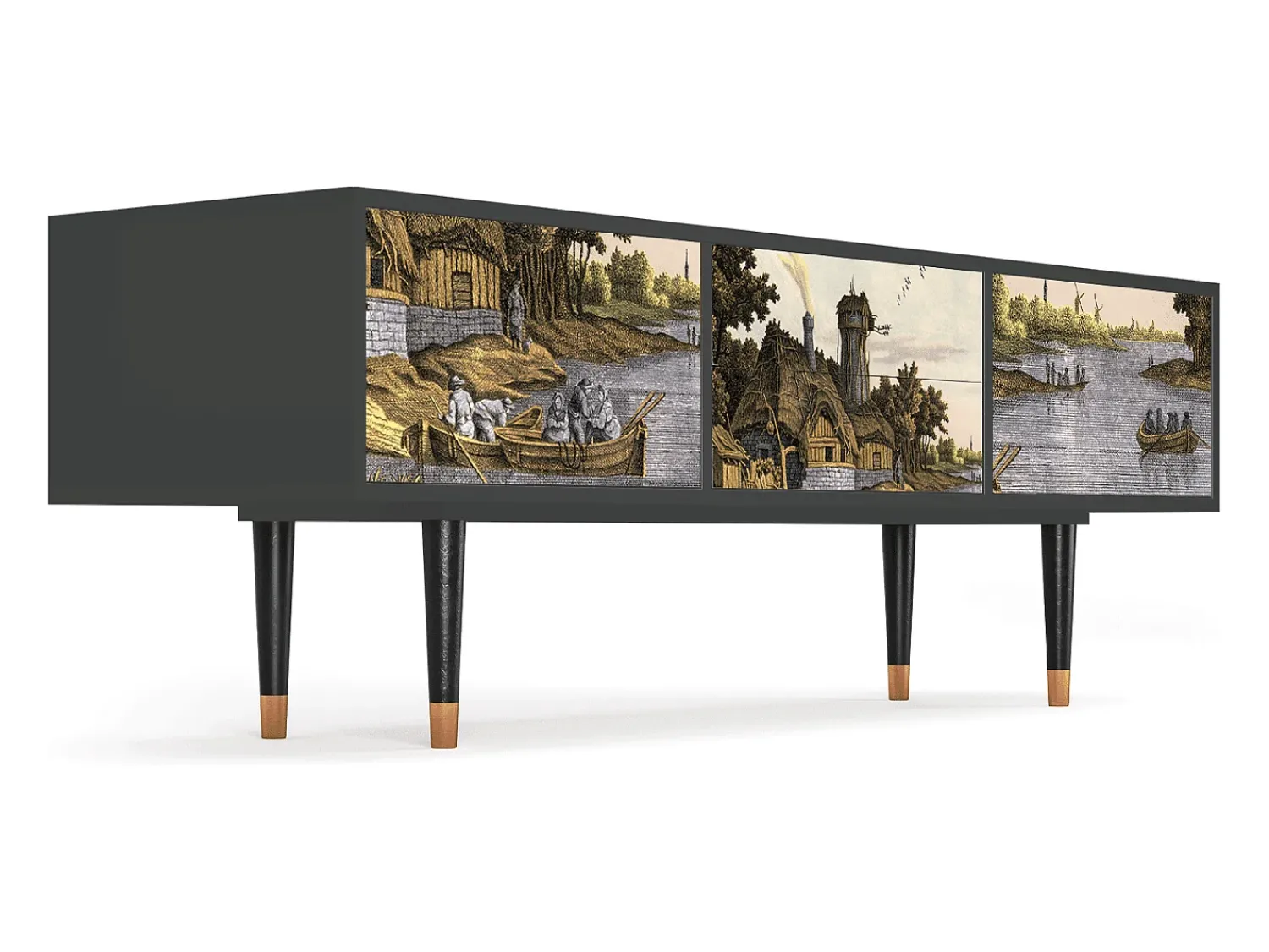 Online Mueble de TV - 170х59х48 cm - T4 - Mill along a River, Antracite Cinza antracite