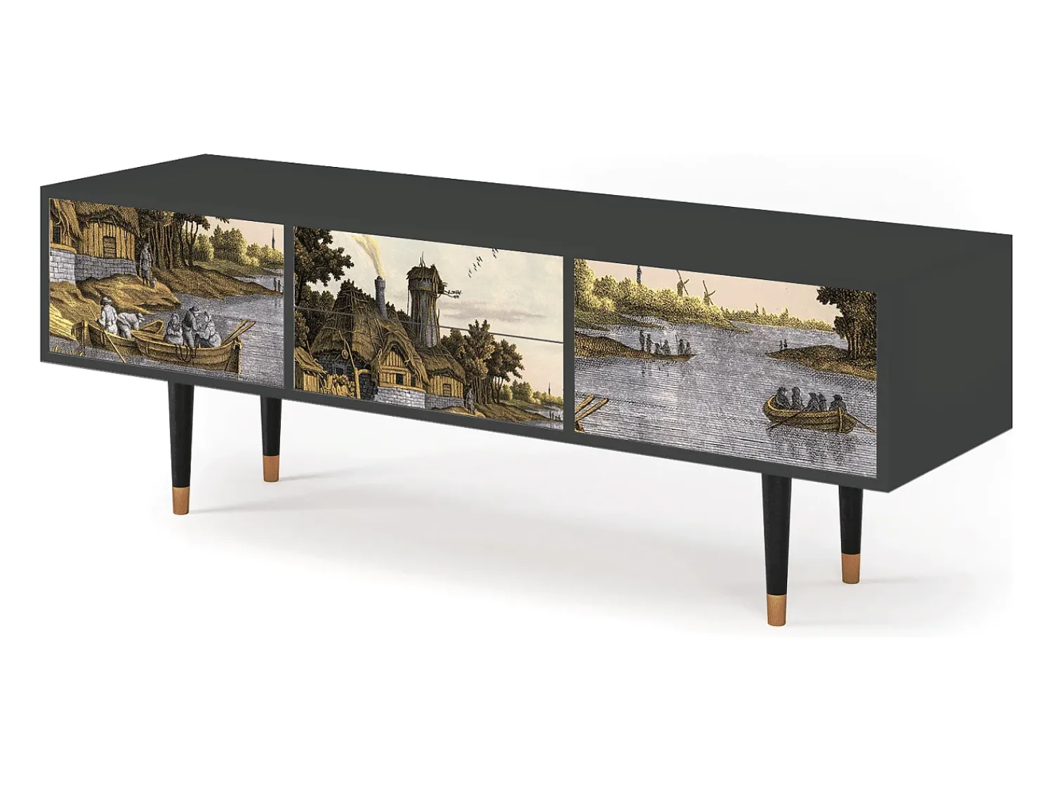 Online Mueble de TV - 170х59х48 cm - T4 - Mill along a River, Antracite Cinza antracite