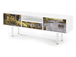 Mueble de TV - 170х59х41 cm - T6 - Mill along a River, Branco^ Móvel De Tv
