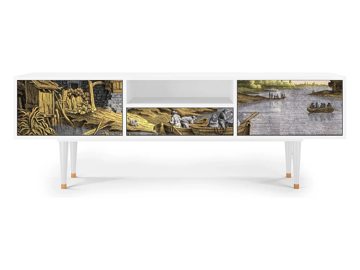Mueble de TV - 170х59х41 cm - T6 - Mill along a River, Branco^ Móvel De Tv