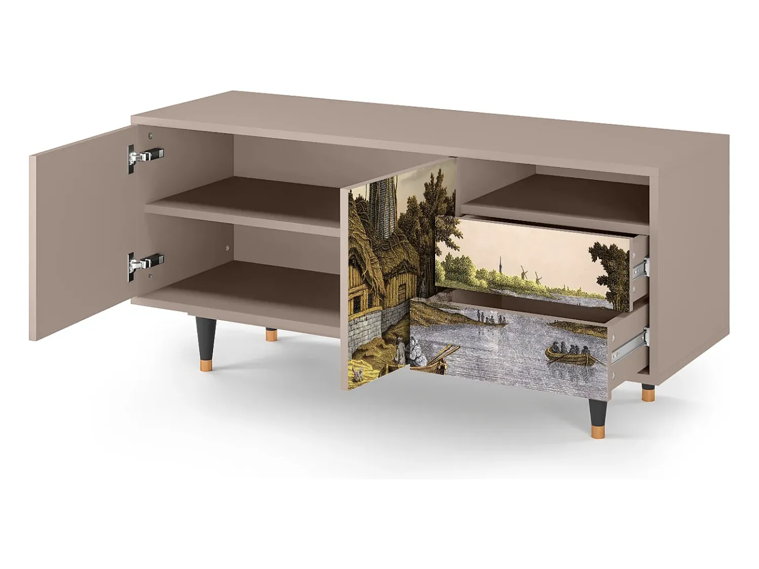 Móvel De Tv* Mueble de TV - 125х56х41 cm - T7 - Mill along a River, Latte Bege
