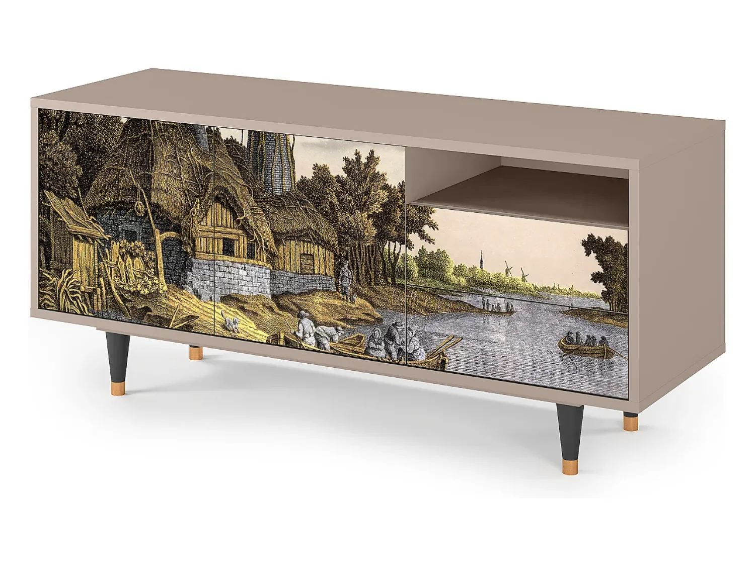 Móvel De Tv* Mueble de TV - 125х56х41 cm - T7 - Mill along a River, Latte Bege