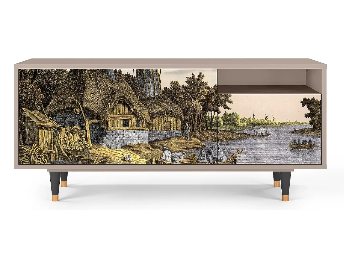Móvel De Tv* Mueble de TV - 125х56х41 cm - T7 - Mill along a River, Latte Bege