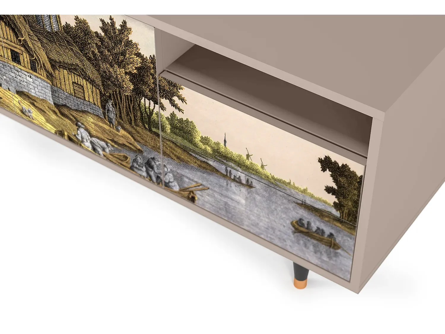 Móvel De Tv* Mueble de TV - 125х56х41 cm - T7 - Mill along a River, Latte Bege