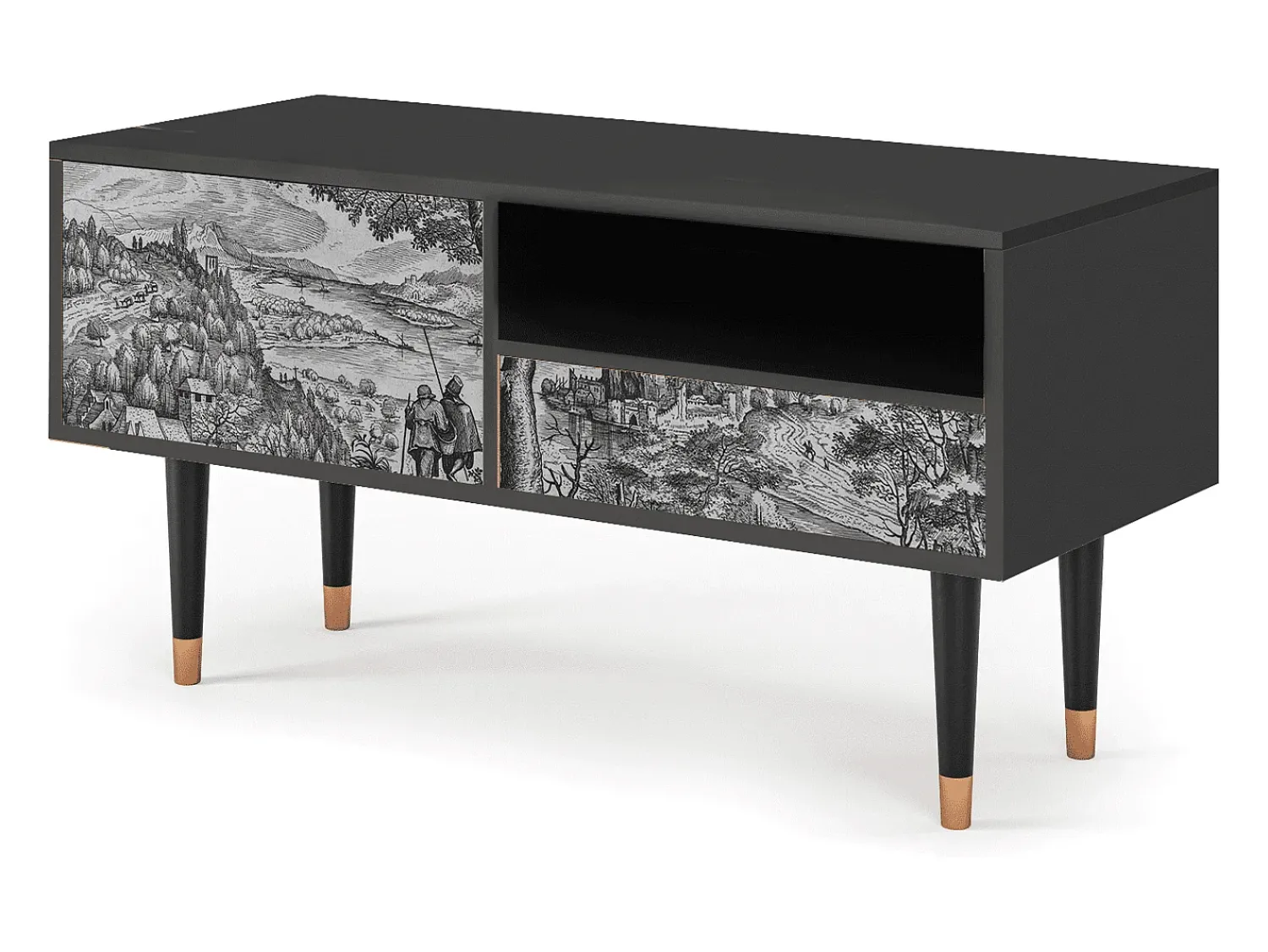 Móvel De Tv* Mueble de TV - 115х59х48 cm - T3 - Milites Requiescentes, Antracite Cinza antracite