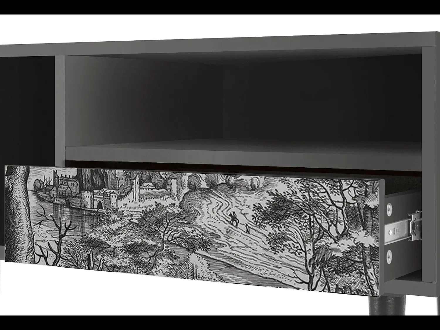 Móvel De Tv* Mueble de TV - 115х59х48 cm - T3 - Milites Requiescentes, Antracite Cinza antracite