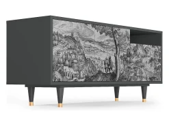 Móvel De Tv* Mueble de TV - 125х56х41 cm - T7 - Milites Requiescentes, Antracite Cinza antracite