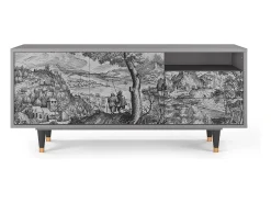 Móvel De Tv| Mueble de TV - 125х56х41 cm - T7 - Milites Requiescentes, Cinza Cinzento