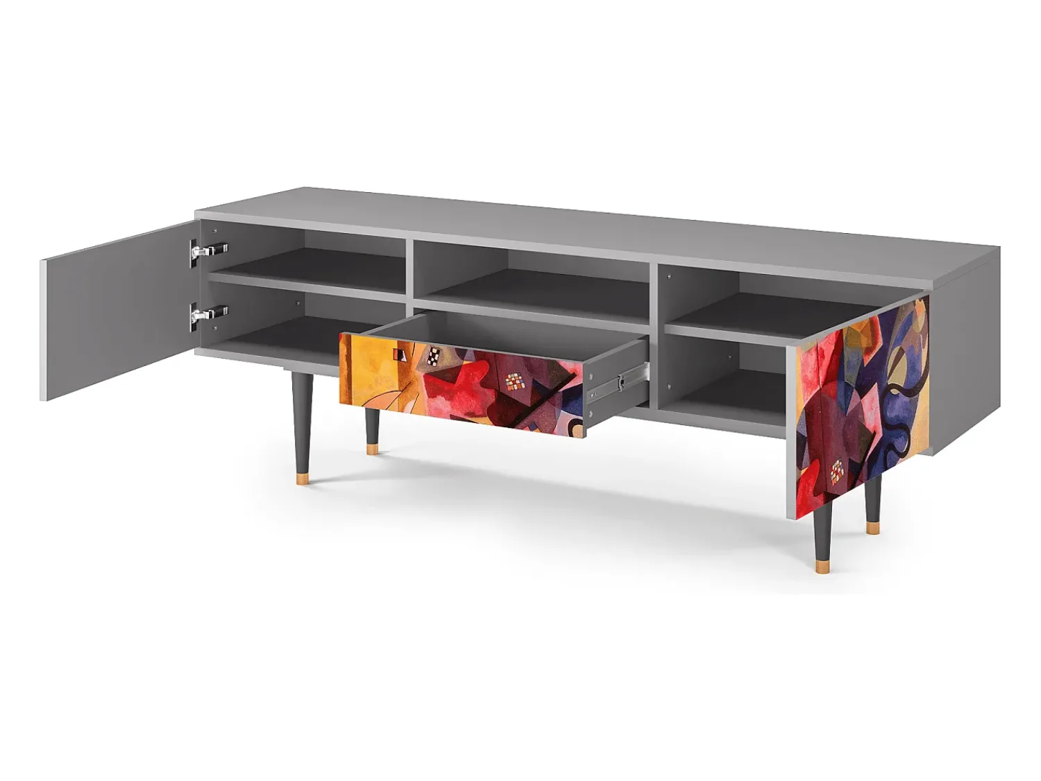 Móvel De Tv* Mueble de TV - 170х59х41 cm - T6 - Modern Art, Cinza Cinzento