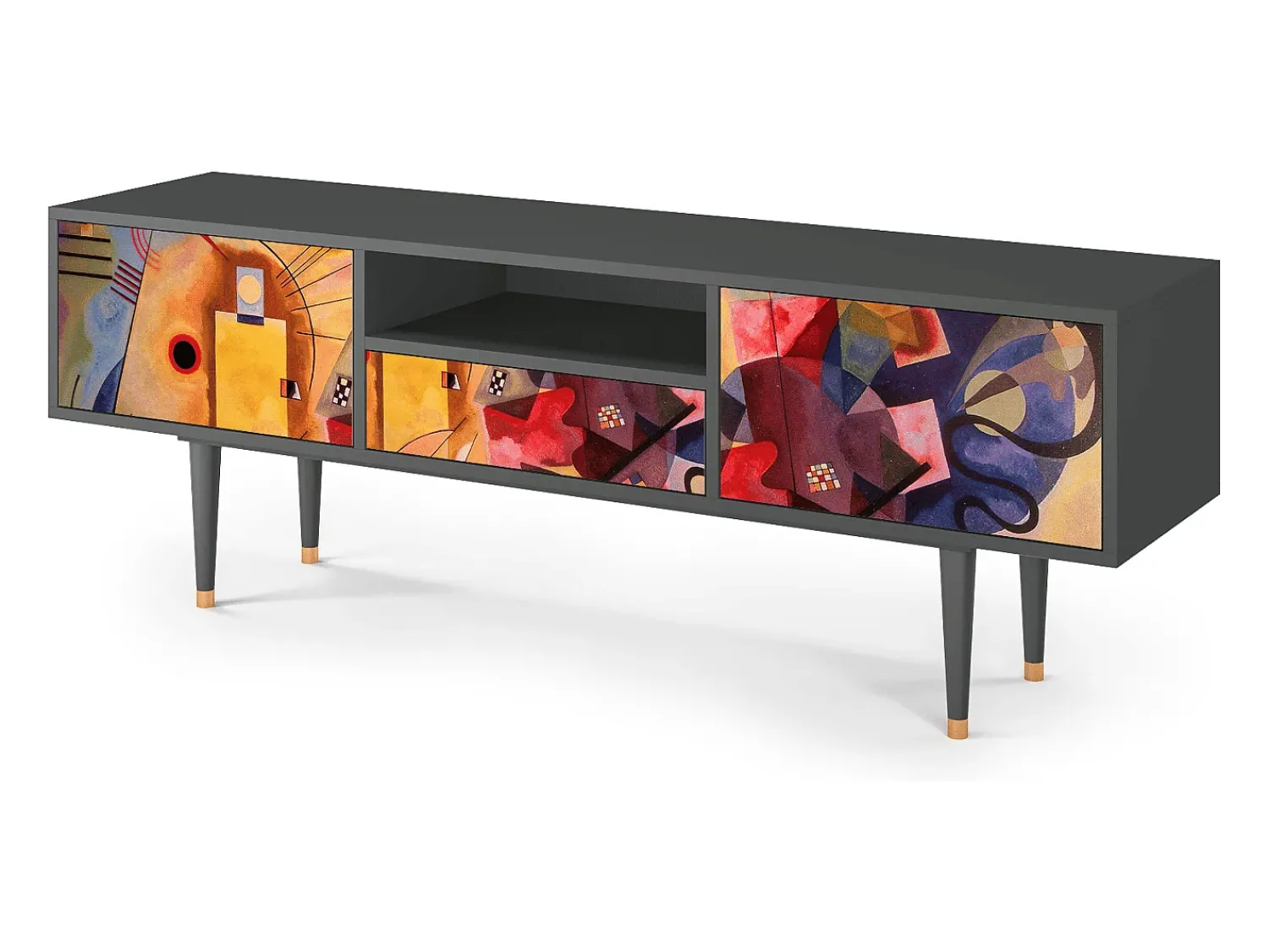 Móvel De Tv| Mueble de TV - 170х59х41 cm - T6 - Modern Art, Antracite Cinza antracite