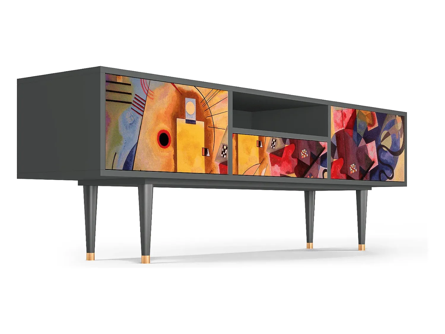 Móvel De Tv| Mueble de TV - 170х59х41 cm - T6 - Modern Art, Antracite Cinza antracite
