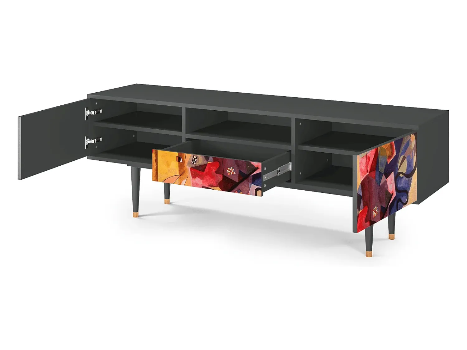 Móvel De Tv| Mueble de TV - 170х59х41 cm - T6 - Modern Art, Antracite Cinza antracite
