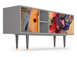 Móvel De Tv| Mueble de TV - 150х69х41 cm - T5 - Modern Art, Cinza Cinzento