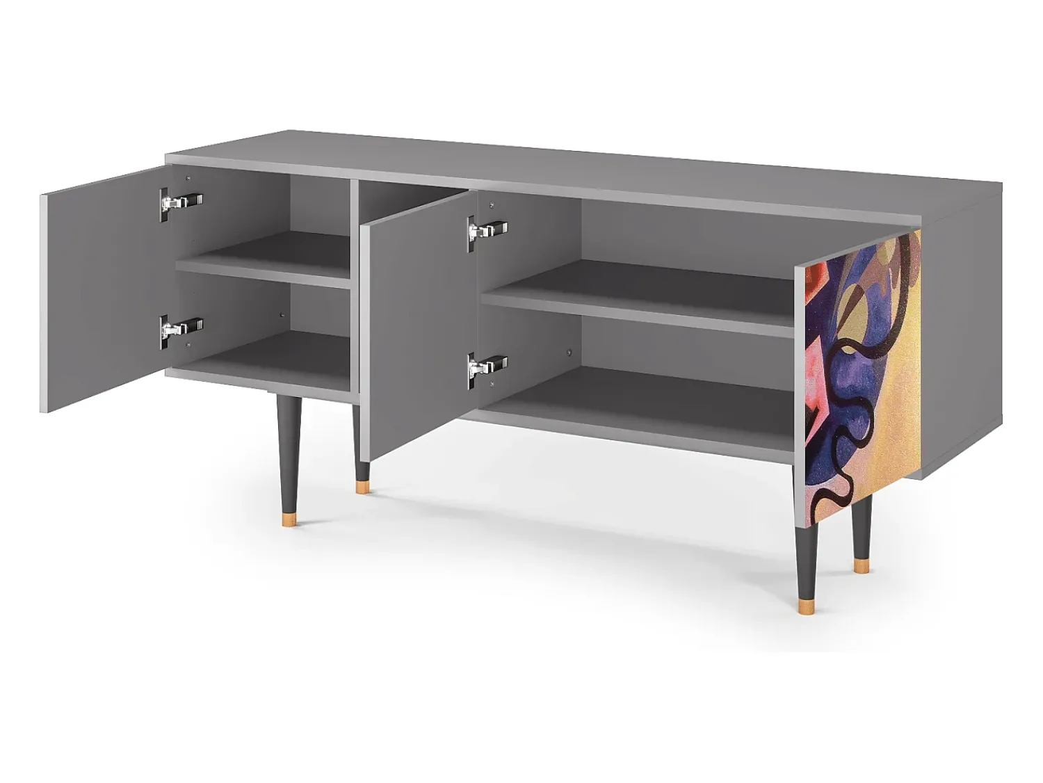 Móvel De Tv| Mueble de TV - 150х69х41 cm - T5 - Modern Art, Cinza Cinzento