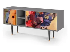 Móvel De Tv| Mueble de TV - 150х69х41 cm - T5 - Modern Art, Cinza Cinzento