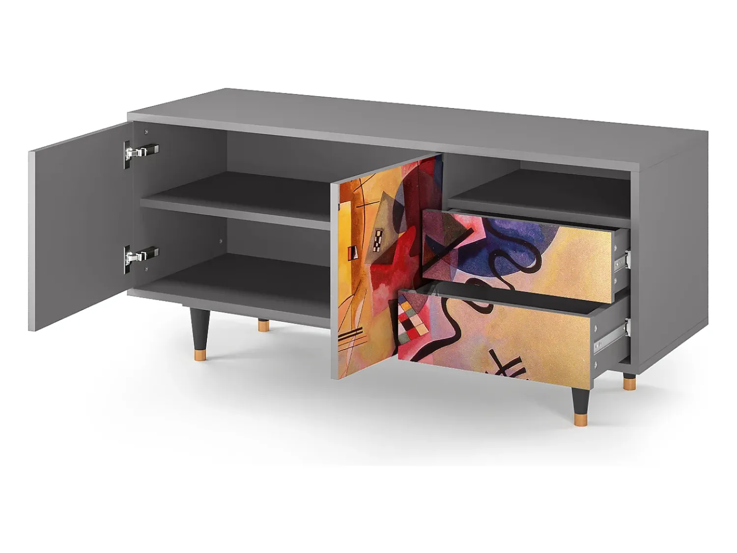 Móvel De Tv| Mueble de TV - 125х56х41 cm - T7 - Modern Art, Cinza Cinzento
