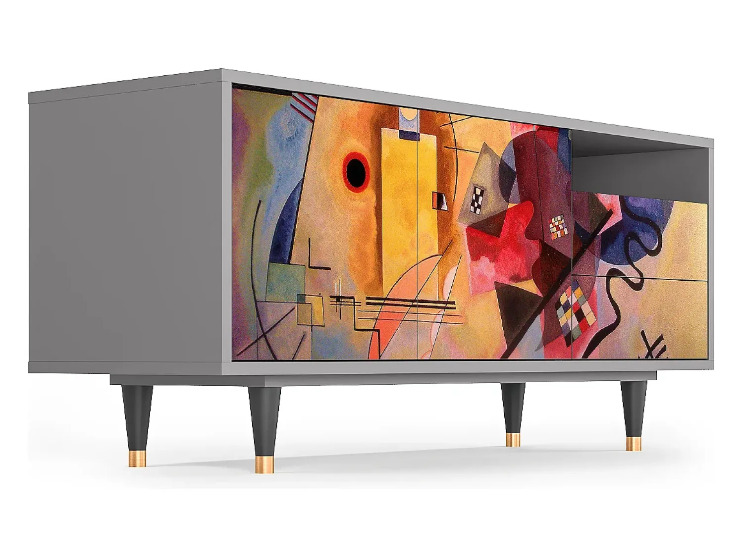 Móvel De Tv| Mueble de TV - 125х56х41 cm - T7 - Modern Art, Cinza Cinzento