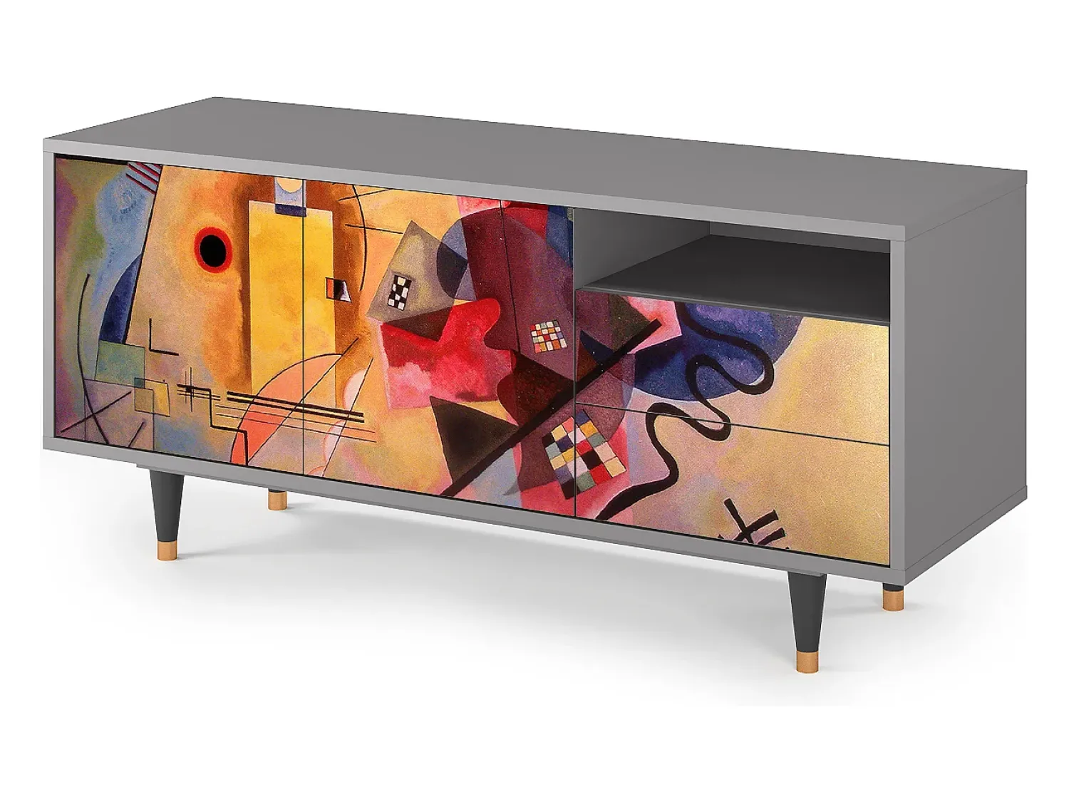 Móvel De Tv| Mueble de TV - 125х56х41 cm - T7 - Modern Art, Cinza Cinzento