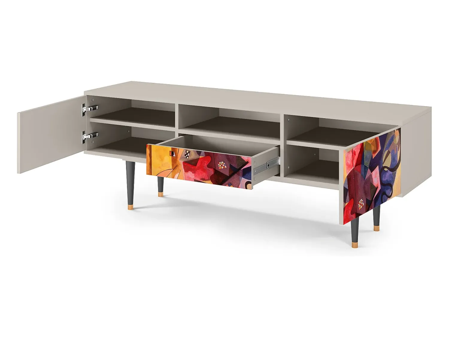 Móvel De Tv| Mueble de TV - 170х59х41 cm - T6 - Modern Art, Areia Bege