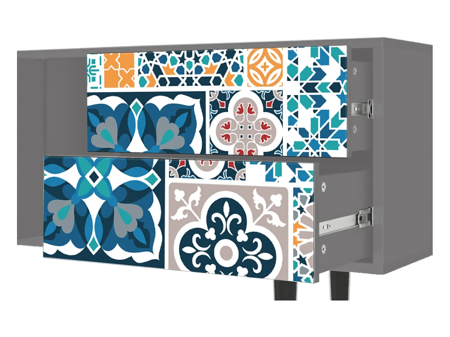 Hot Mueble de TV - 170х69х48 cm - T1 - Moroccan Market, Cinza Cinzento