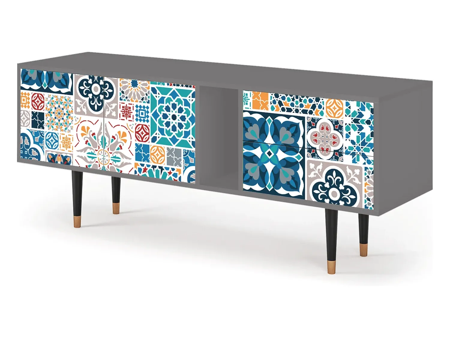 Hot Mueble de TV - 170х69х48 cm - T1 - Moroccan Market, Cinza Cinzento