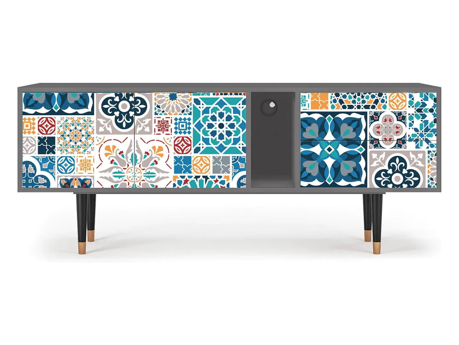 Hot Mueble de TV - 170х69х48 cm - T1 - Moroccan Market, Cinza Cinzento