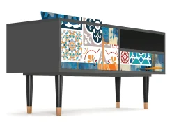 Móvel De Tv* Mueble de TV - 115х59х48 cm - T3 - Moroccan Market, Antracite Cinza antracite