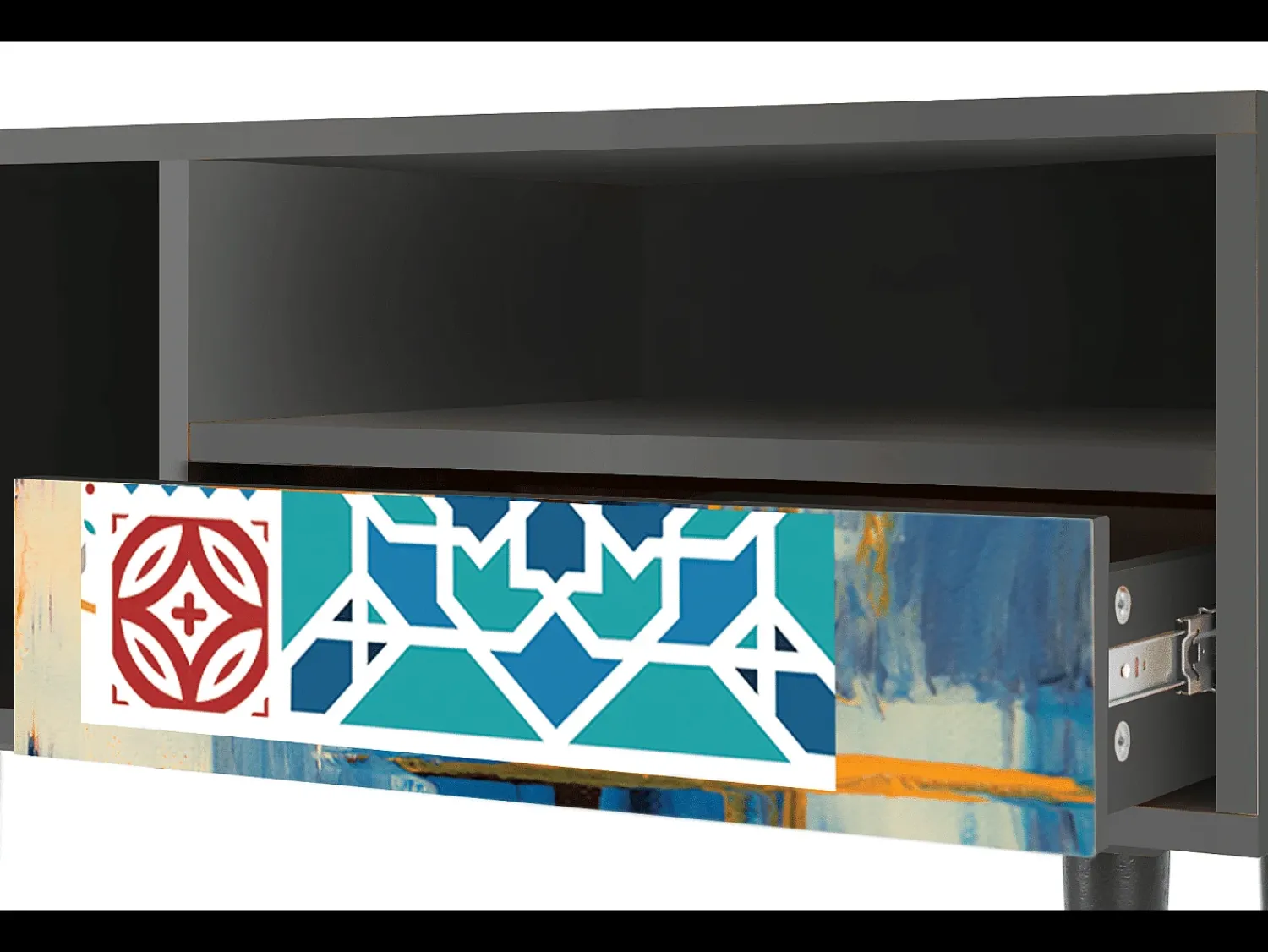 Móvel De Tv* Mueble de TV - 115х59х48 cm - T3 - Moroccan Market, Antracite Cinza antracite
