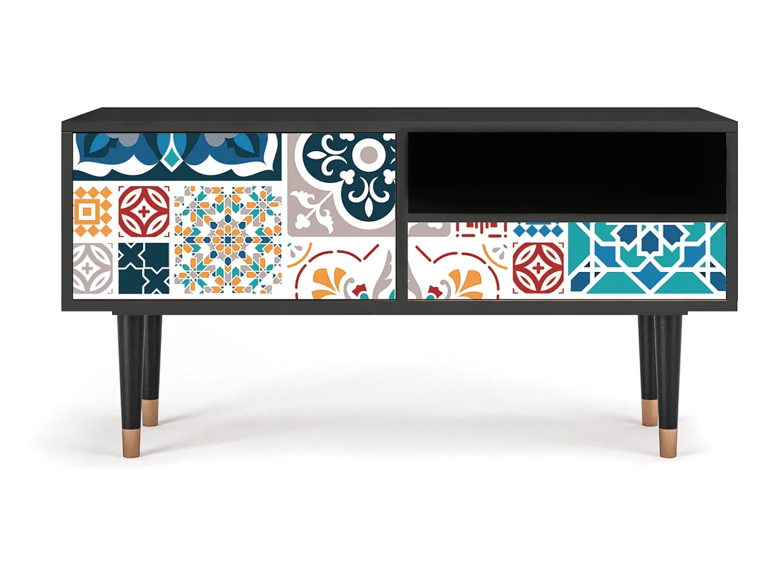 Móvel De Tv* Mueble de TV - 115х59х48 cm - T3 - Moroccan Market, Antracite Cinza antracite