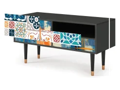 Móvel De Tv* Mueble de TV - 115х59х48 cm - T3 - Moroccan Market, Antracite Cinza antracite