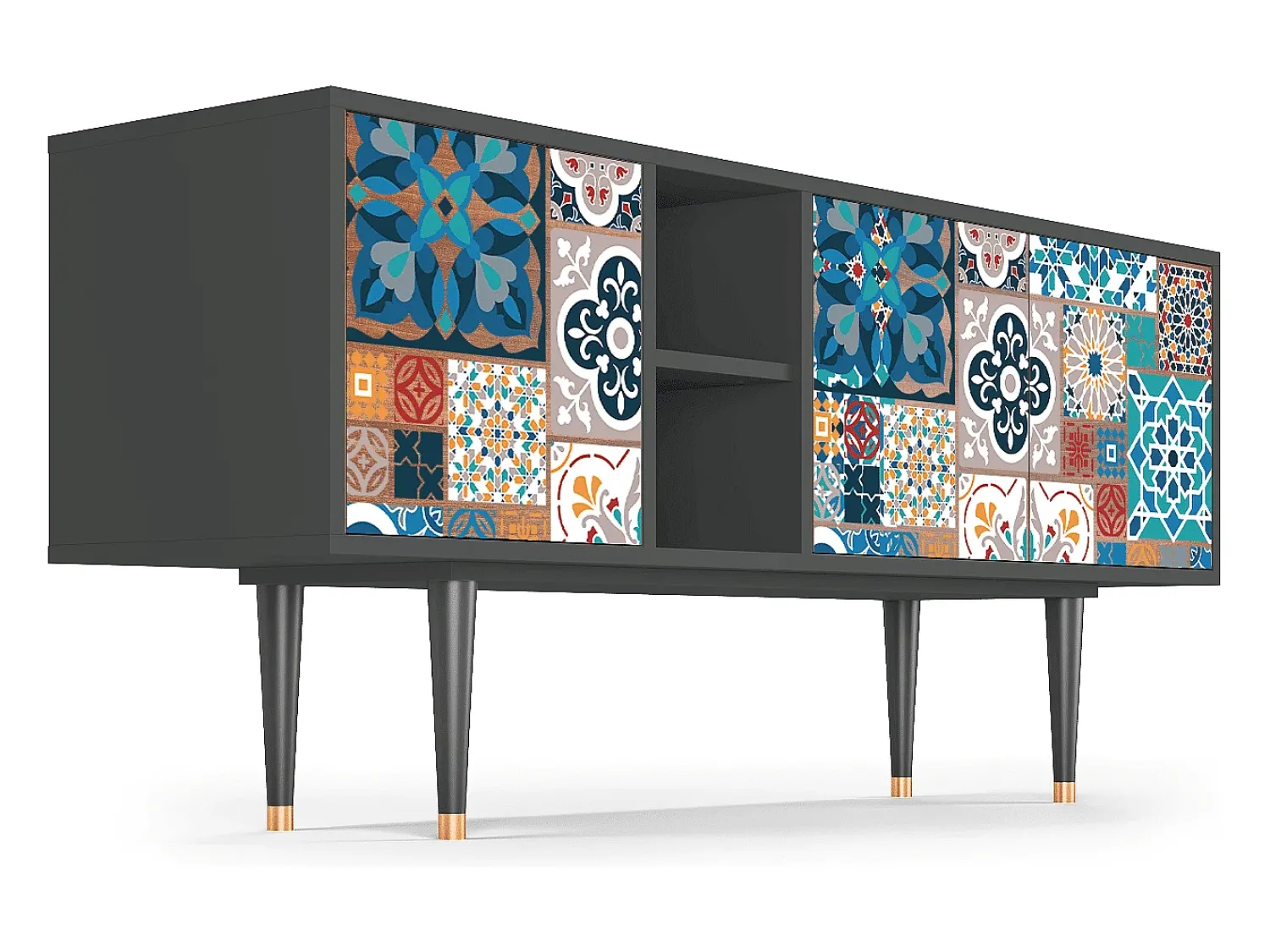 Móvel De Tv* Mueble de TV - 150х69х41 cm - T5 - Moroccan Market, Antracite Cinza antracite