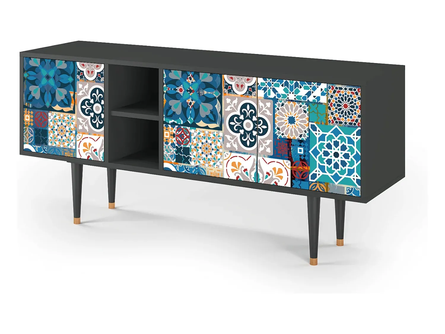Móvel De Tv* Mueble de TV - 150х69х41 cm - T5 - Moroccan Market, Antracite Cinza antracite