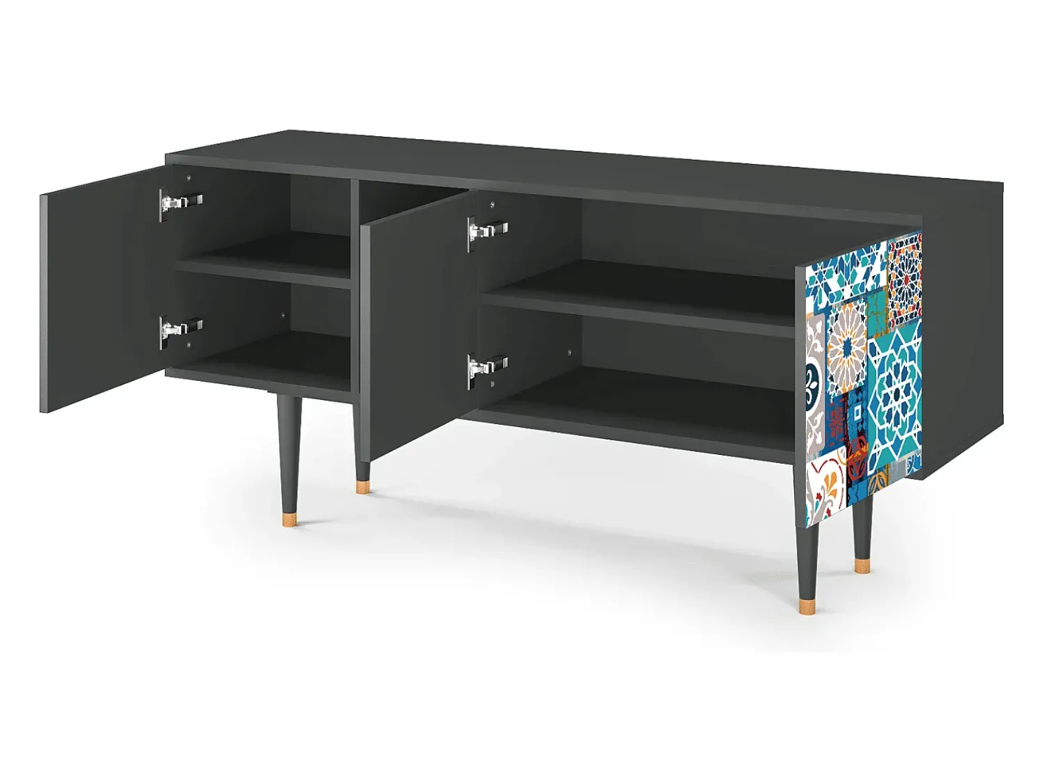 Móvel De Tv* Mueble de TV - 150х69х41 cm - T5 - Moroccan Market, Antracite Cinza antracite