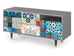 Discount Mueble de TV - 125х56х41 cm - T7 - Moroccan Market, Cinza Cinzento