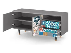 Discount Mueble de TV - 125х56х41 cm - T7 - Moroccan Market, Cinza Cinzento